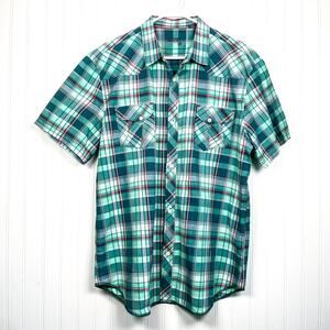 Fcuk French Connection Mens Button Up Plaid Shirt Size XL Preppy Cowboy